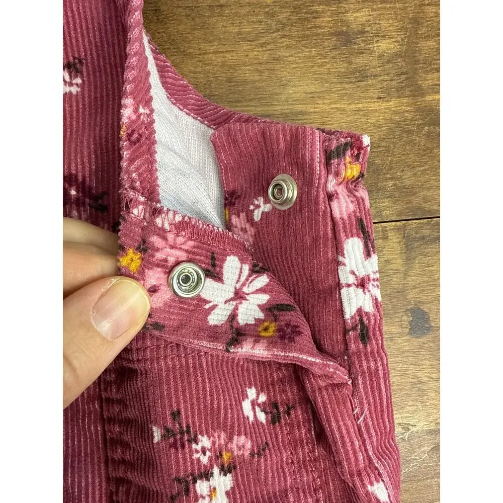 The Childrens Place Mauve Cotton Floral Corduroy Jumper Dress Adjustable Size 2T
